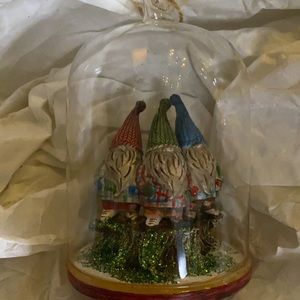 Pottery Barn Christmas Holiday Triple Gnome Cloche Ornament 🎄